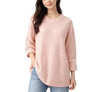 Lou & Grey Pink Waffle Knit Alpaca Blend Sweater XL Cozy Fall